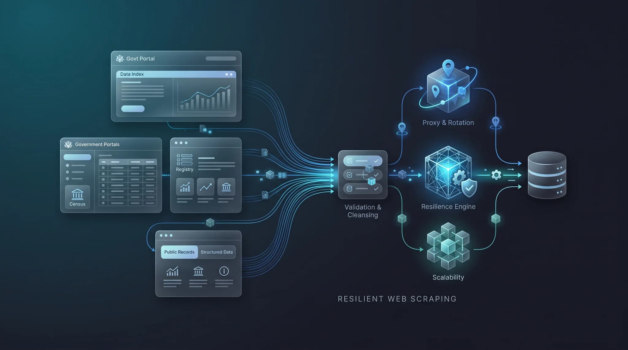 Resilient data pipeline connecting multiple public and government data sources