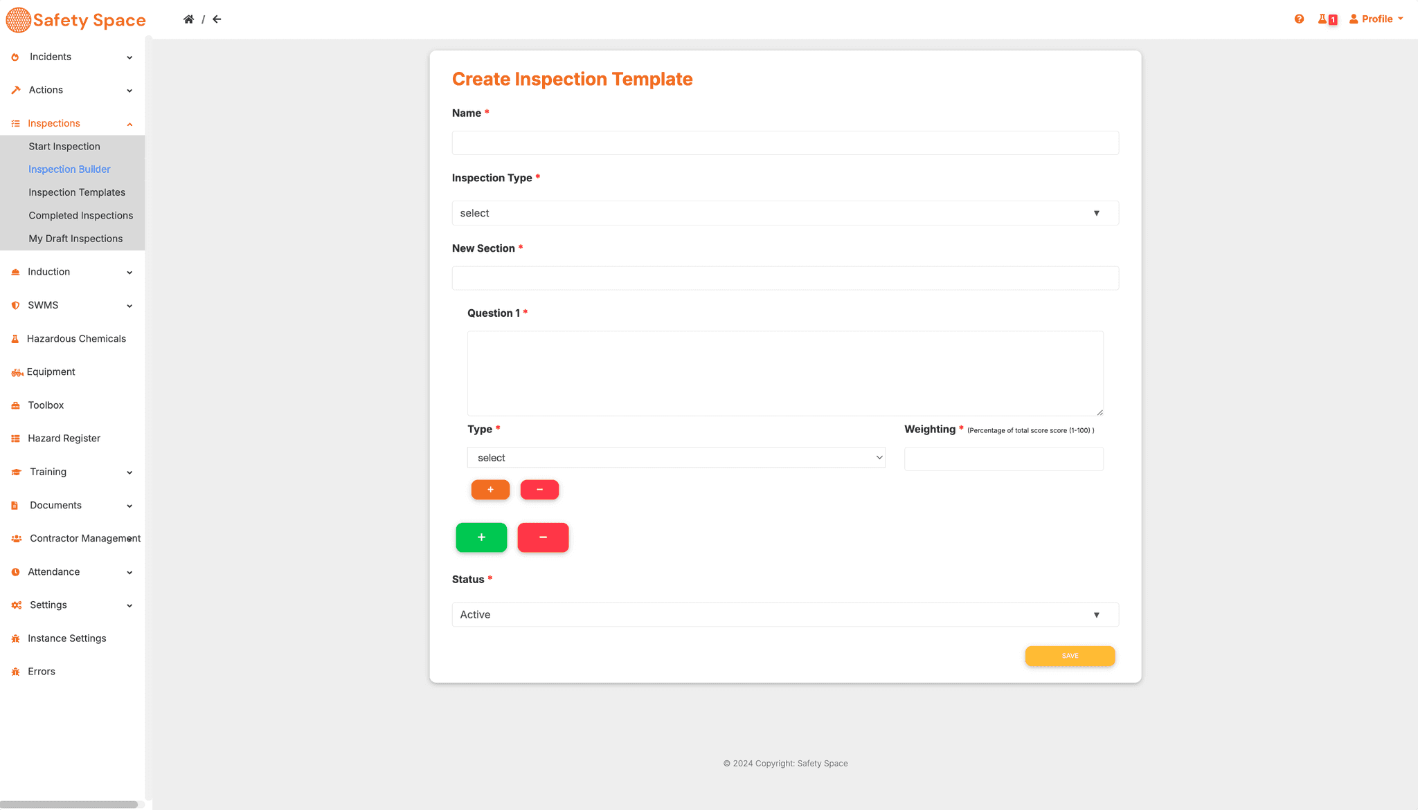 Inspection template