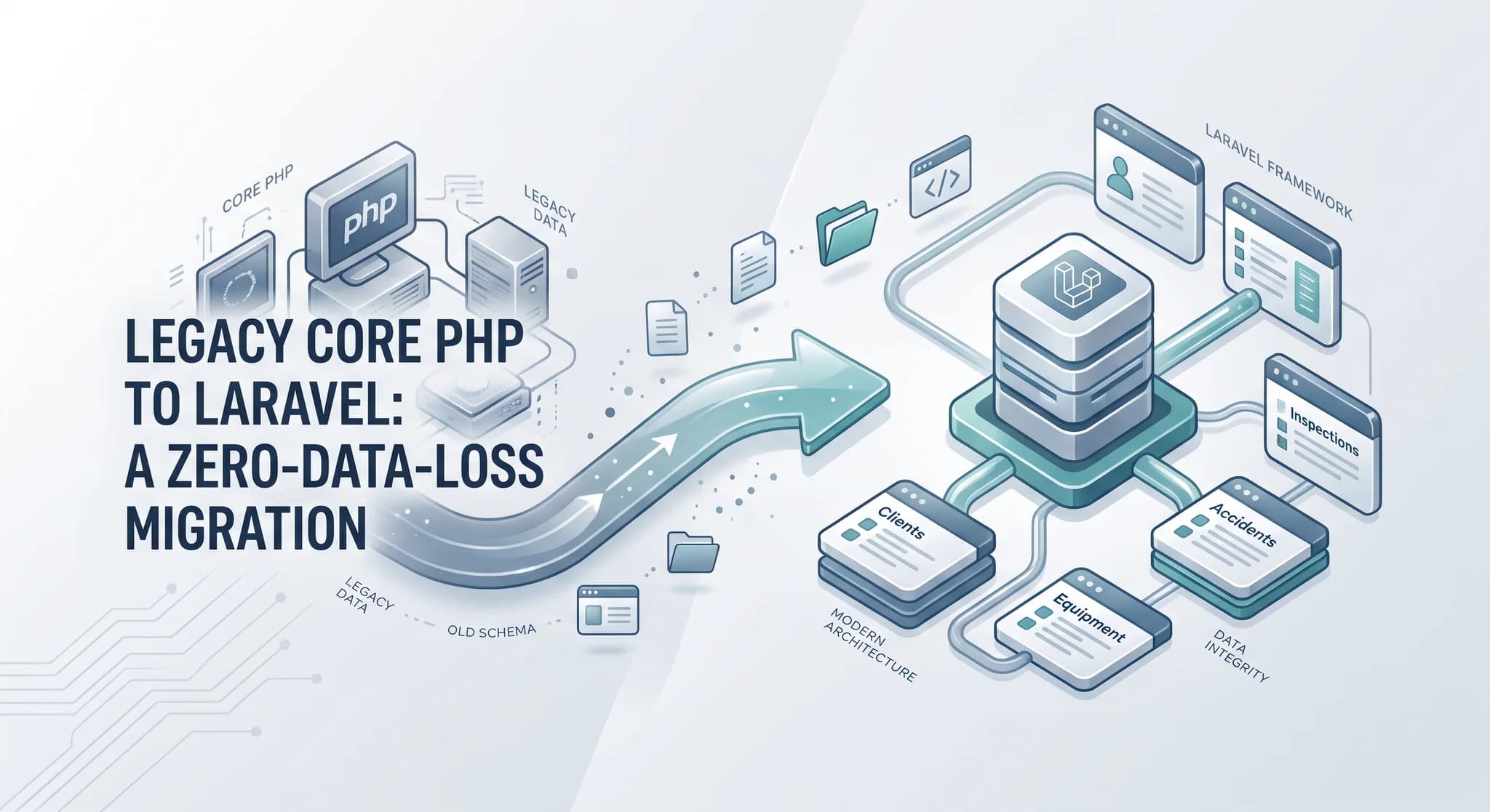 Legacy PHP to Laravel migration with database and file assets